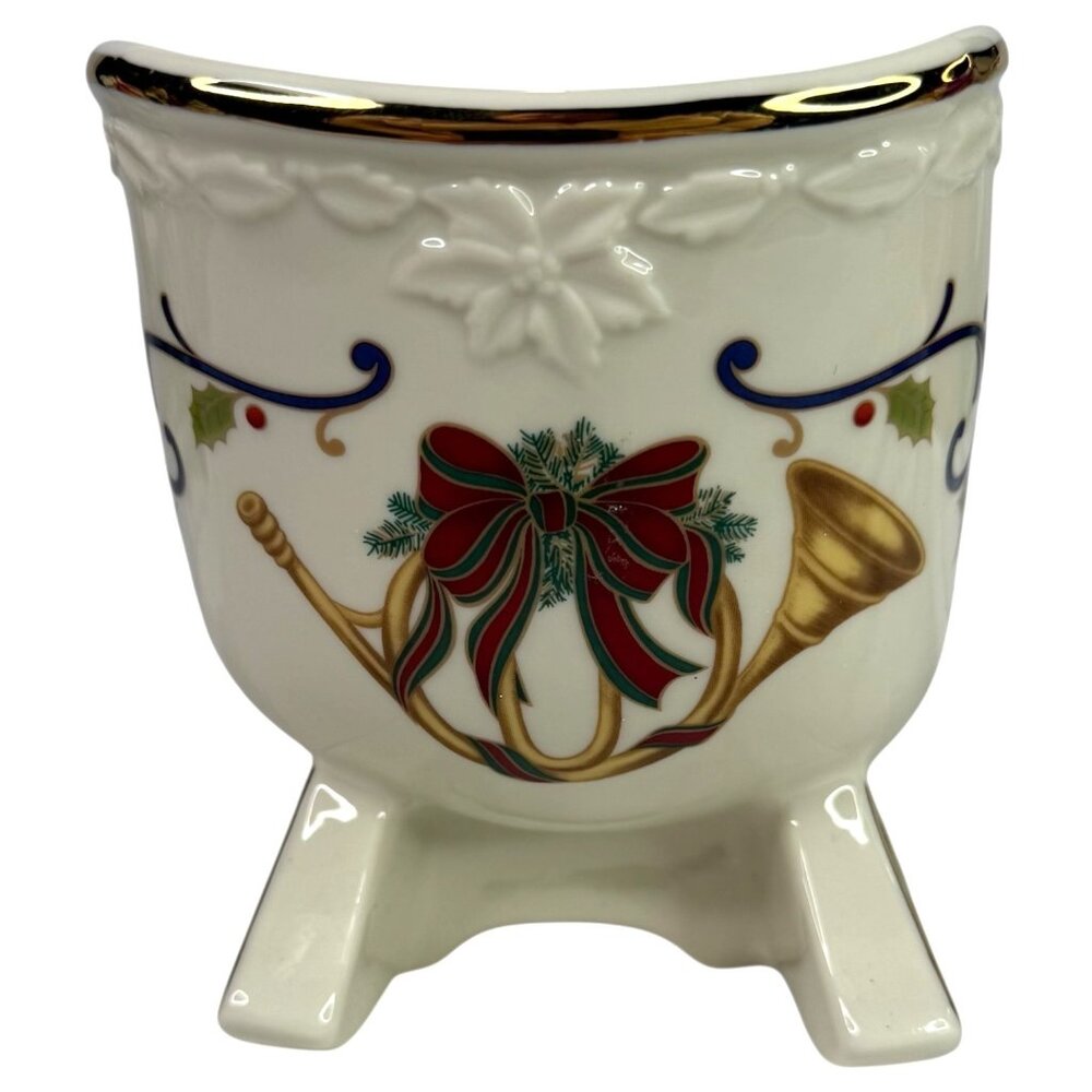 New Mikasa Fine Porcelain Holly Sleigh Centerpiece Bowl KT410 Christmas Decor - Picture 4 of 8